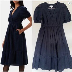 AMOUR VERT Danielle Cotton Linen Dress Navy Blue Size XL